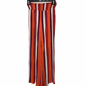 Illa Illa Womens Striped Wide Leg Pull On Pants Size Small Orange Purple